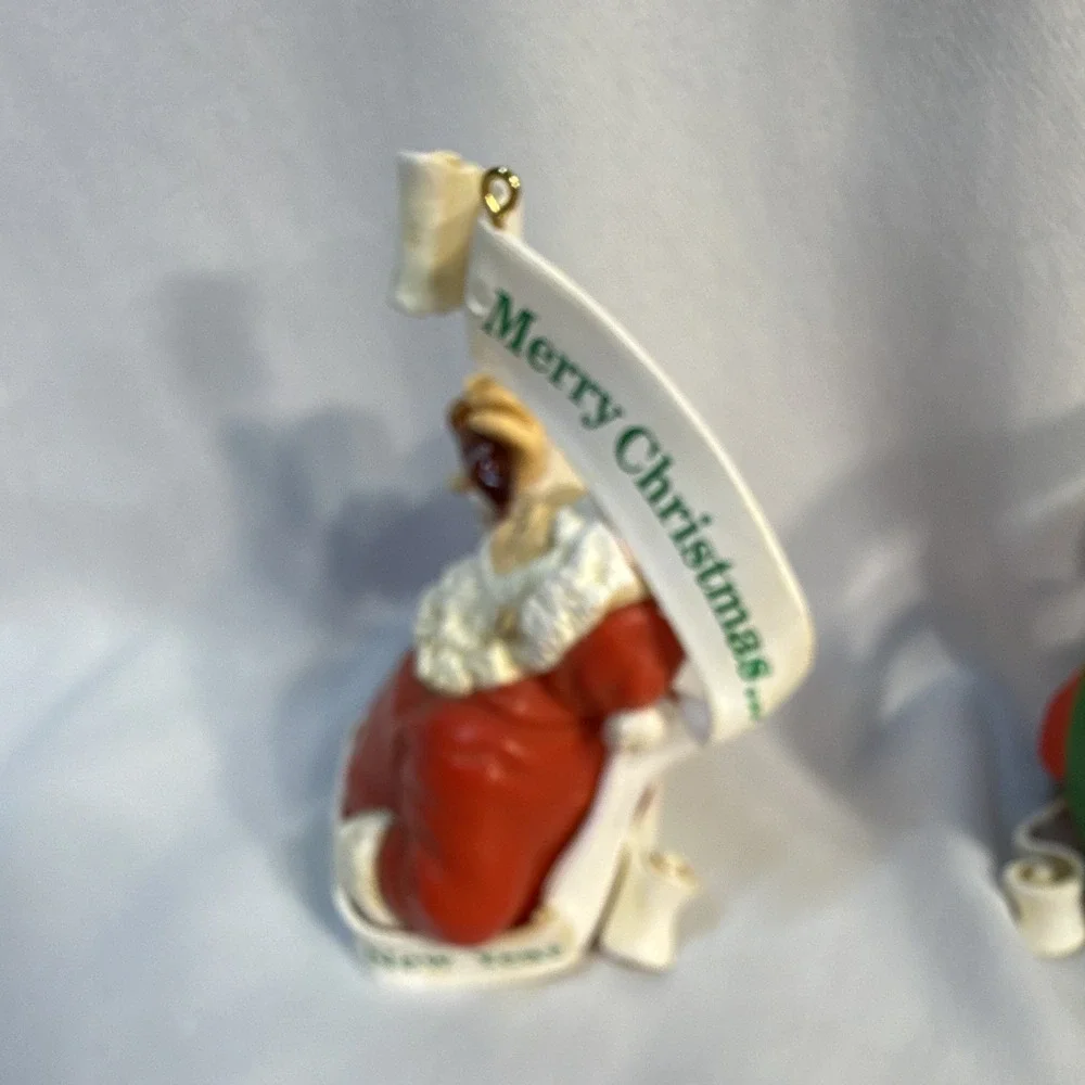 Coca-Cola Lot of 3 Christmas Ornaments Santa Elves Coke Bottle Advertising Red